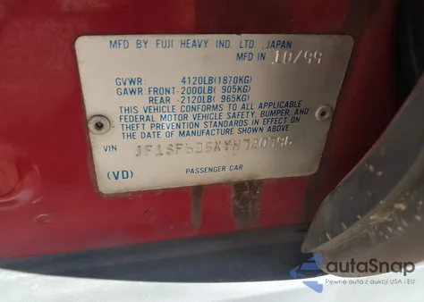 2000 Subaru Forester L z USA, uszkodzony, nr VIN JF1SF635XYH720796